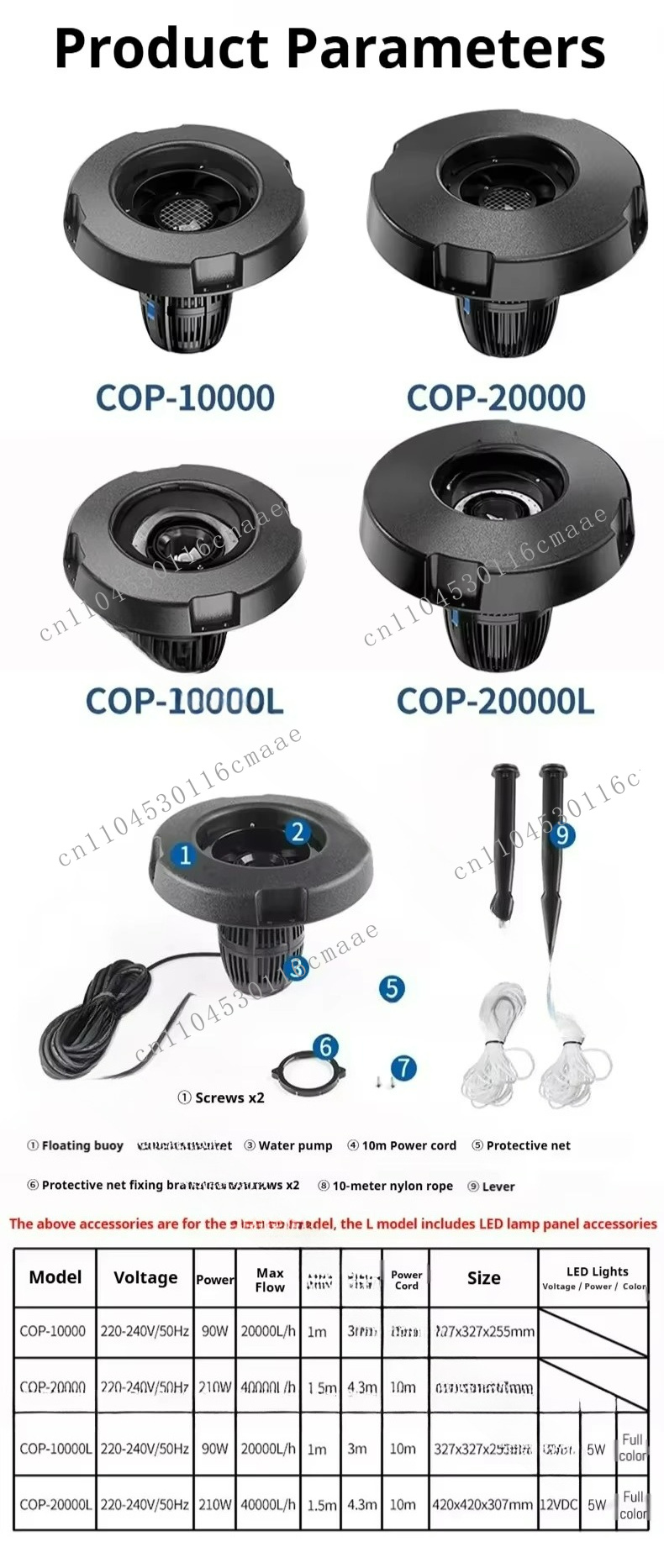 Pompa fontannowa LED COP-20000 – Farm Pond Liner recenzja i cena